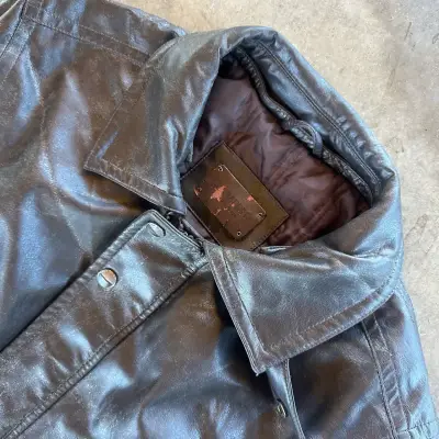Chaqueta de cuerina vintage bomber de hombre - miniatura 5