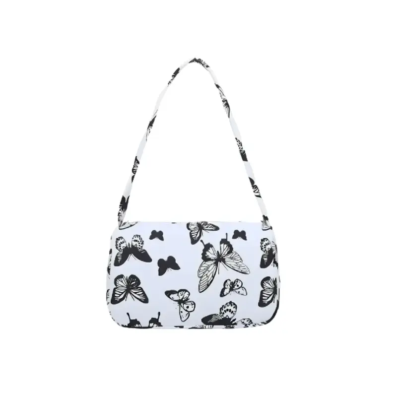 Cartera Baguette Mujer Estampado Mariposas Blanco - 2