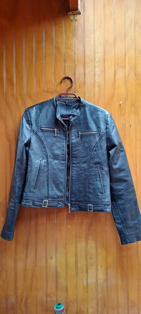 Chaqueta de cuero negra unisex - 1