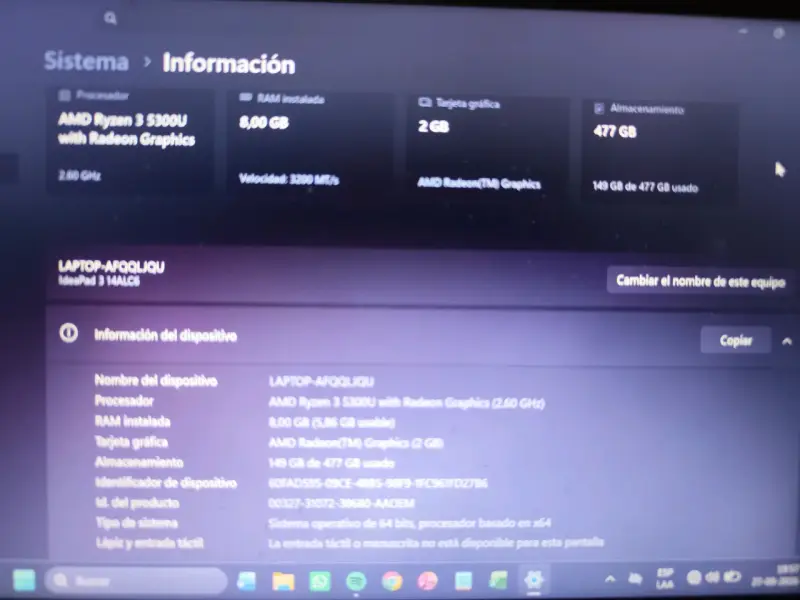 Laptop Lenovo AMD Ryzen 5 3500U - 2