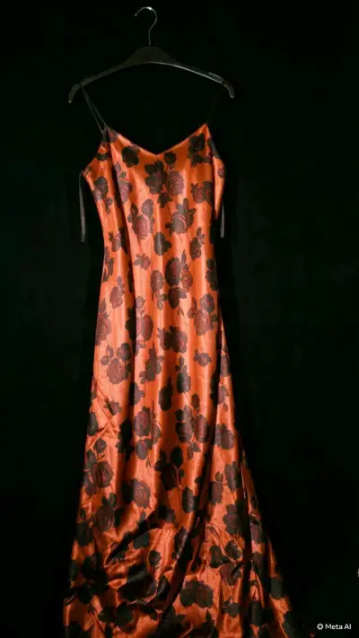 Vestido largo de satén con estampado floral - miniatura 1