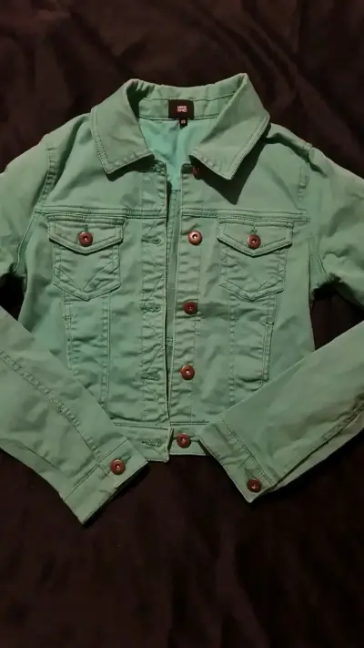 Chaqueta verde mujer XS con bolsillos - miniatura 1