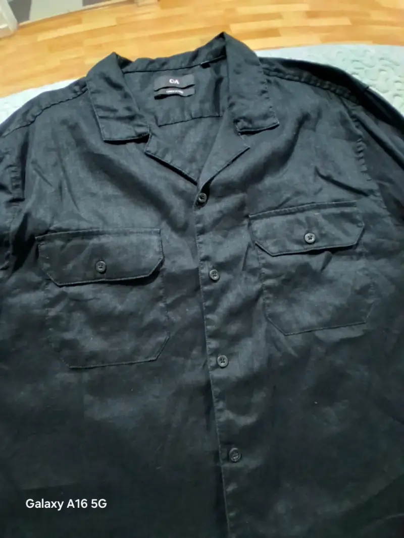 Camisa de lino negro para hombre  XL. C&A...130 cm - 3