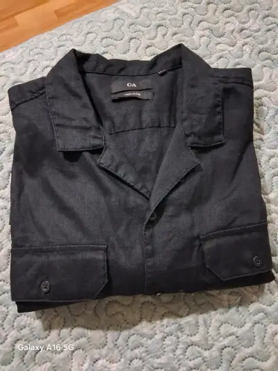 Camisa de lino negro para hombre  XL. C&A...130 cm - miniatura 5