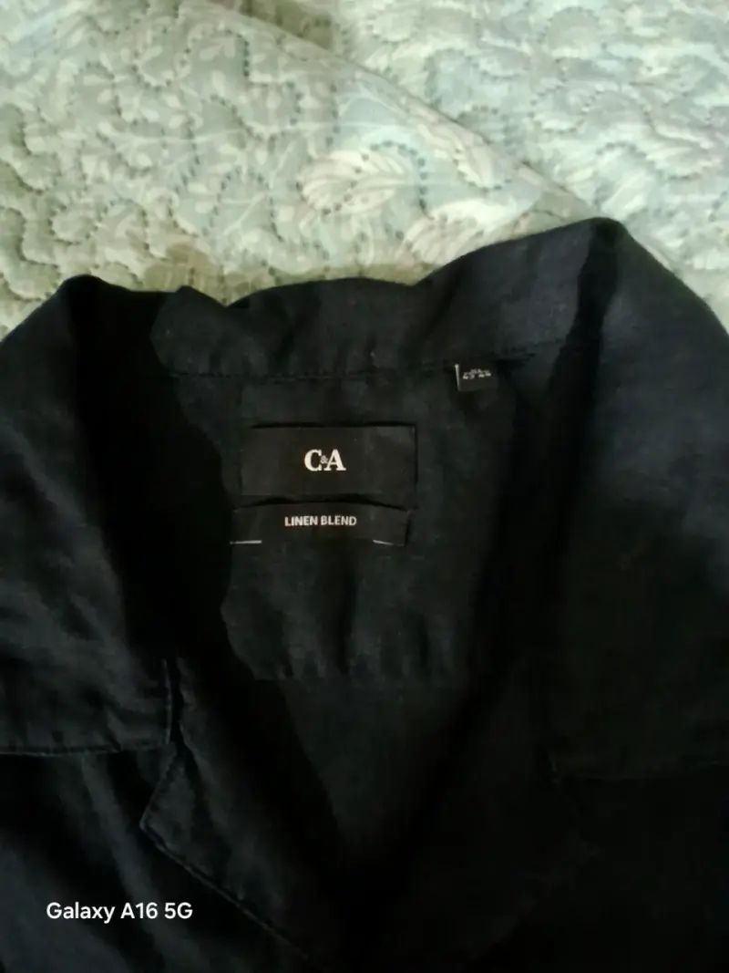 Camisa de lino negro para hombre  XL. C&A...130 cm - 6