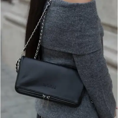 Cartera Bolso Navani Camille Negro con cadena - miniatura 5