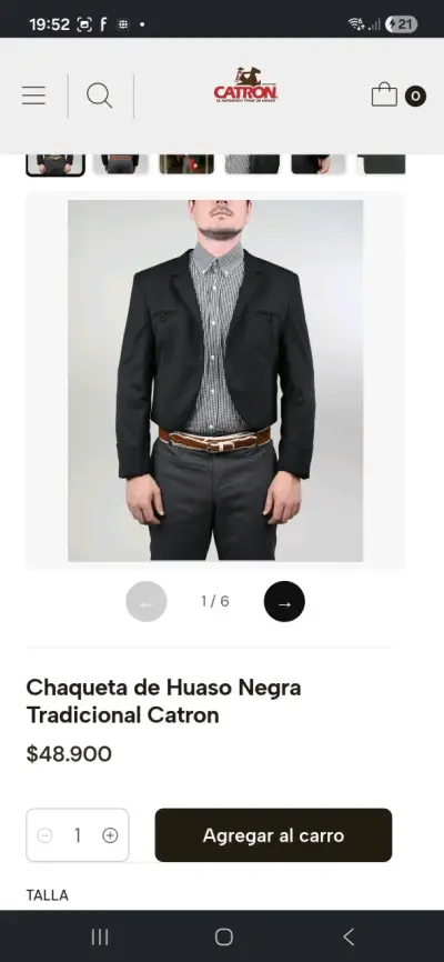 Chaqueta de huaso negra tradicional Catron - miniatura 3