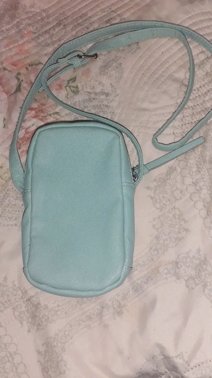 Bolso cruzado celeste con cierre - 3