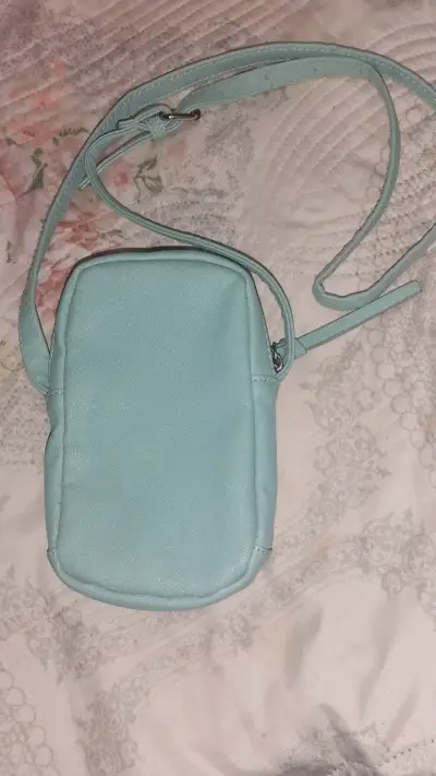Bolso cruzado celeste con cierre - miniatura 3