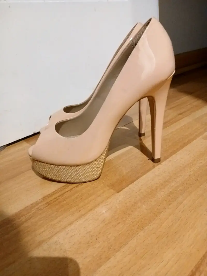 Zapatos de Tacón Alto Nude con Plataforma - 1