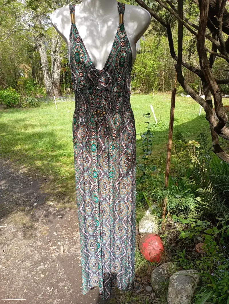 Vestido largo estampado bohemio para mujer - 1