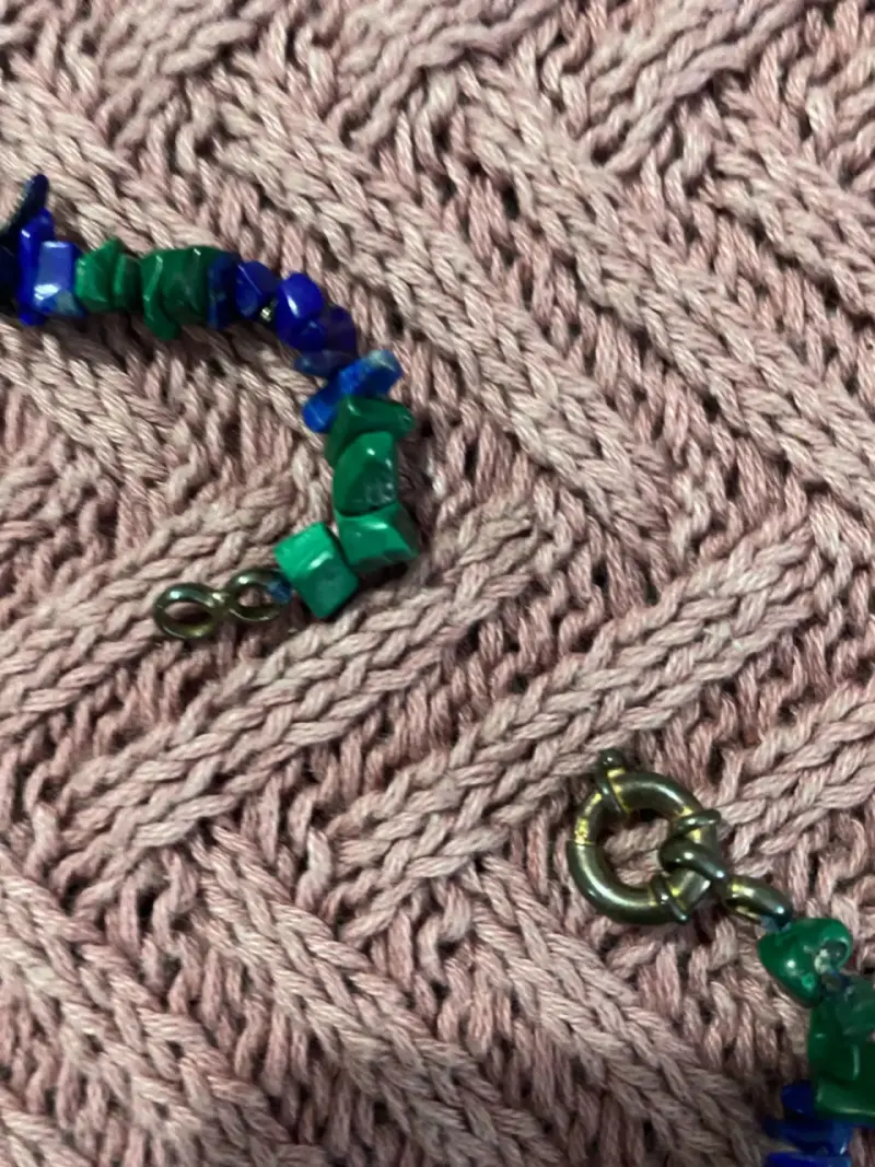 Collar de lapizlazuli de piedras azules y verdes - 4