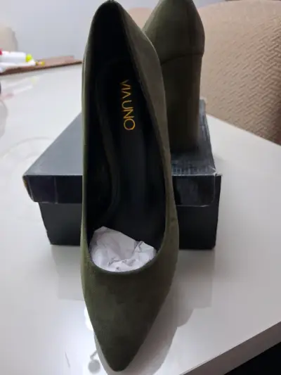 Zapatos de Tacón Verde Oliva Via Uno - miniatura 3