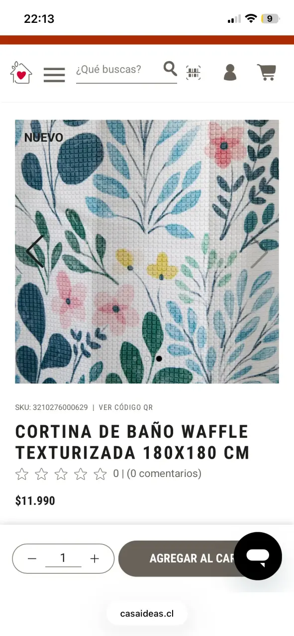 Cortina de Baño Waffle Texturizada 180x180 cm - 2
