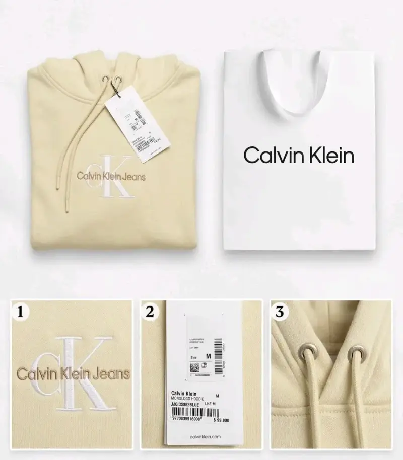Polerón Calvin Klein Beige con Logo