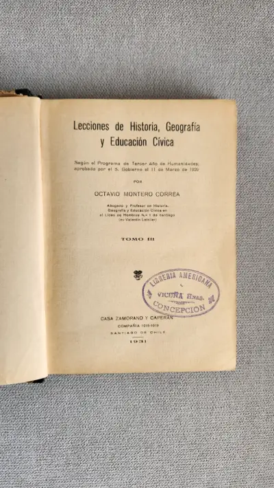 Libro Lecciones de Historia, Geografía y Educación Cívica 1931 - miniatura 2