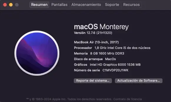 MacBook Air 13 pulgadas 2017 8GB RAM 500GB SSD - 6
