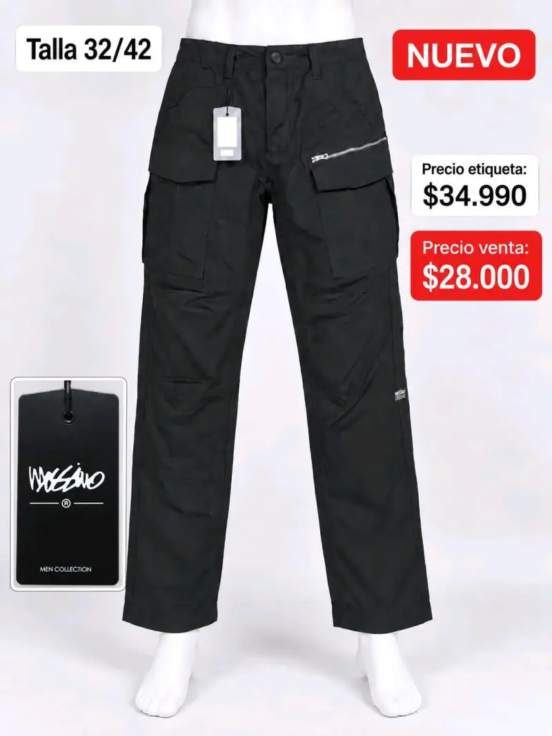 Pantalones cargo negros nuevos talla 32/42 - 1
