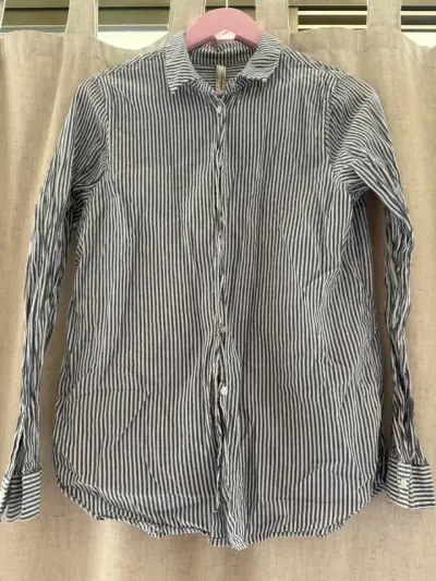 Camisa de rayas azul y blanco para mujer - miniatura 1