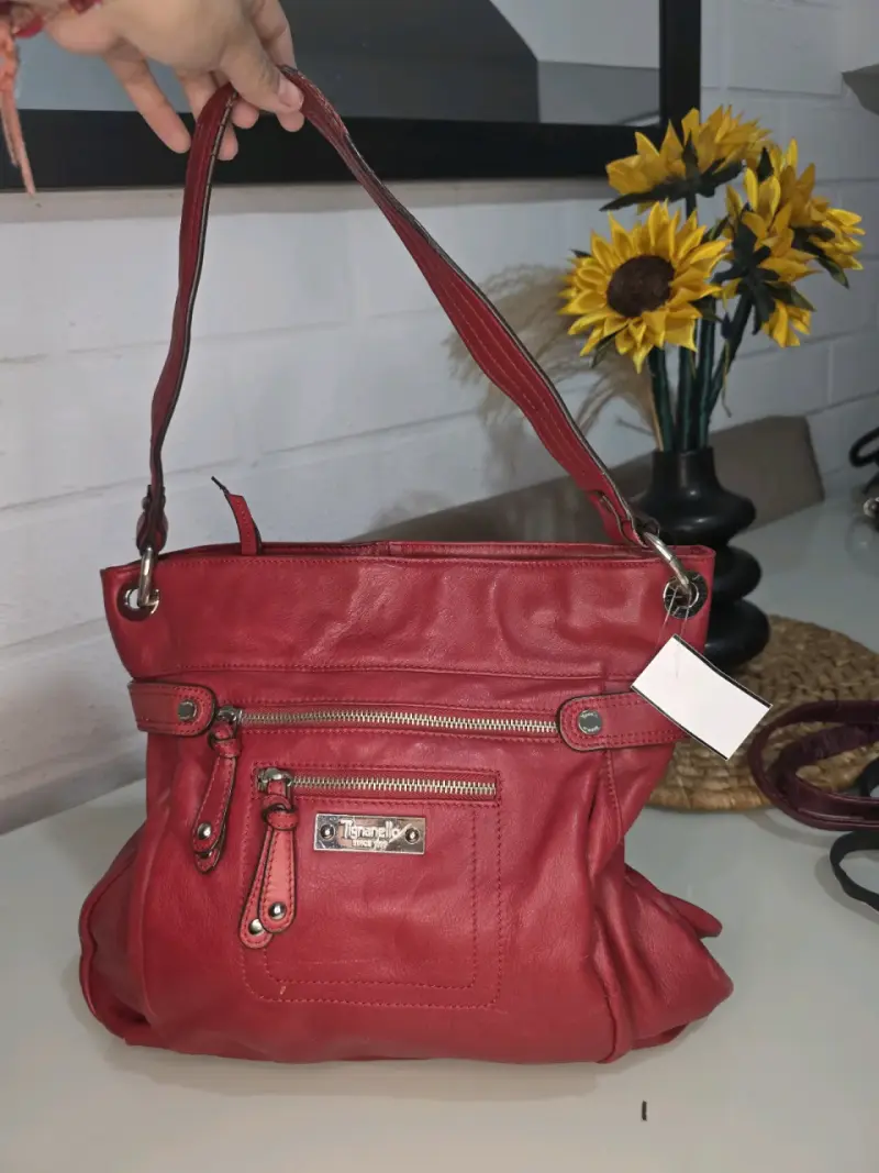 Bolso de cuero rojo Tignanello con detalles - 1