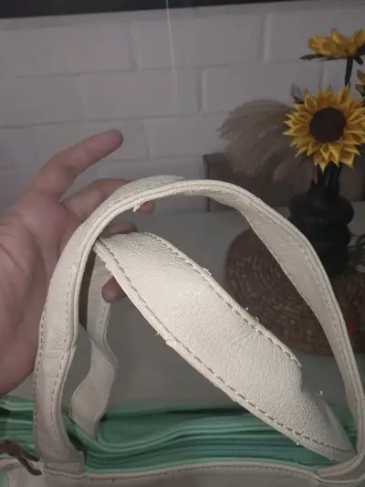 Bolso tote bicolor verde y beige - miniatura 4