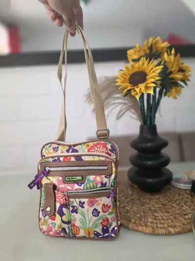 Bolso cruzado floral multicolor con bolsillos - miniatura 1