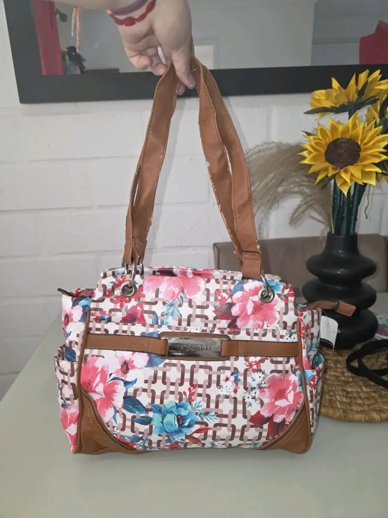 Bolso de mano floral Rosetti con asas marrones - 2