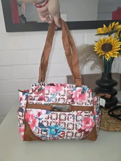 Bolso de mano floral Rosetti con asas marrones - miniatura 2
