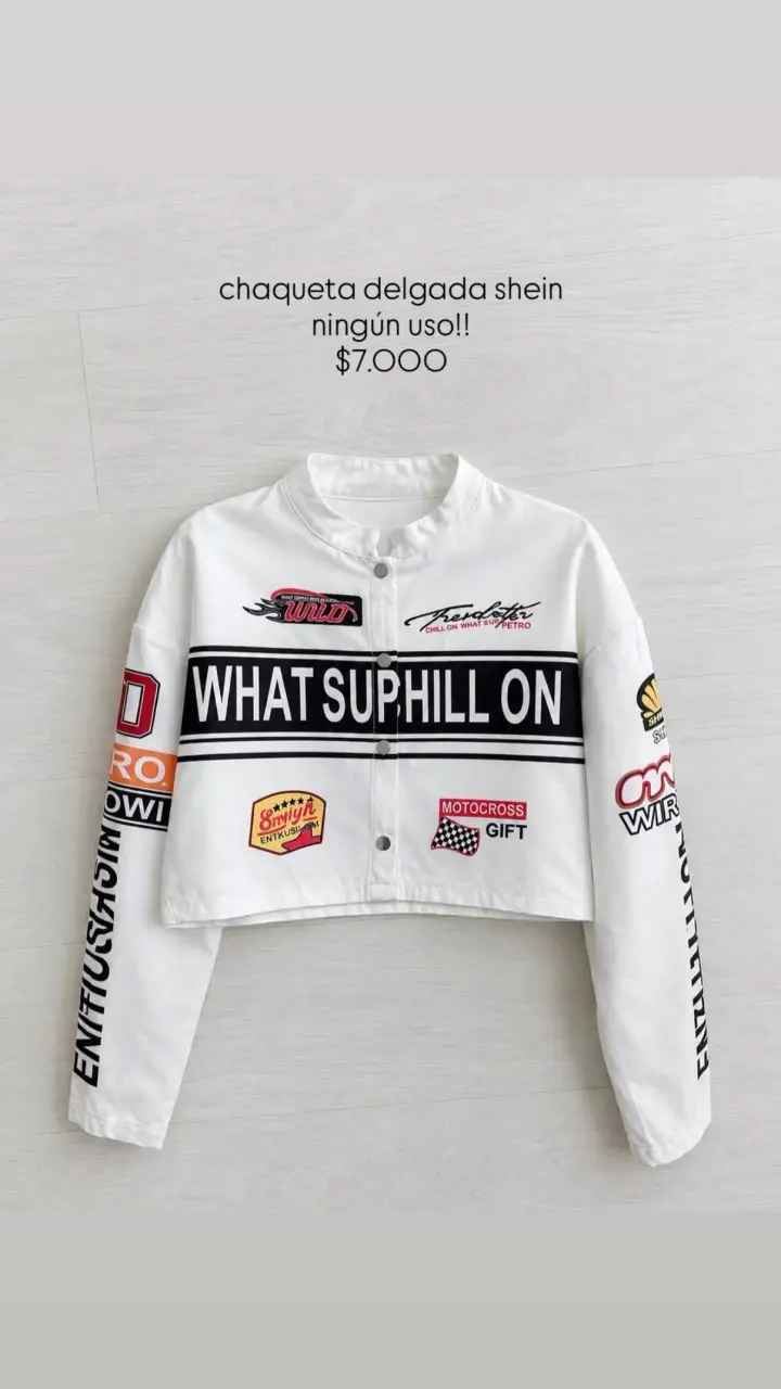 Chaqueta delgada blanca con estampados Shein
