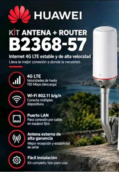 Kit Antena y Router Huawei B2368-57 4G LTE - miniatura 1