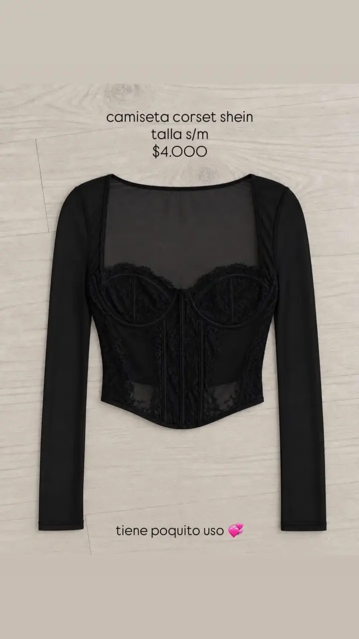 Camiseta corset negra Shein talla S/M