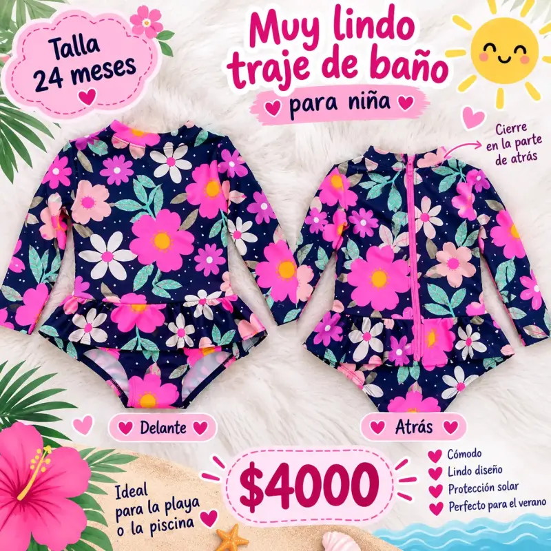Traje de baño floral para niña 24 meses - 2