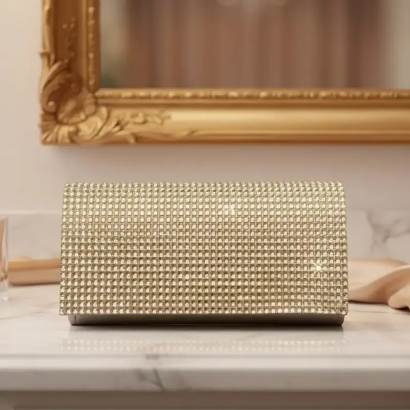 Cartera Clutch Plateado con Cristales Mujer Fiesta - 3