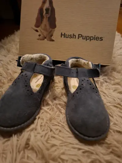 Zapatos de niña Hush Puppies azul con hebilla - miniatura 1