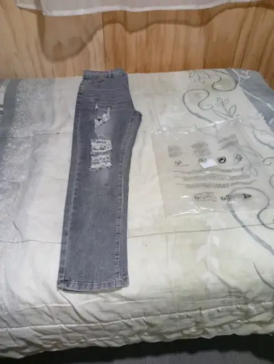 Jeans grises estilo vaquero de hombre talla m - miniatura 3
