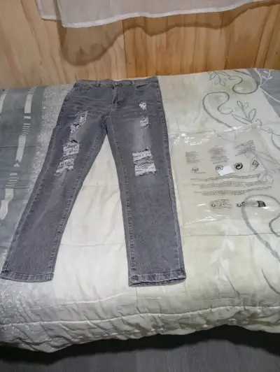 Jeans grises estilo vaquero de hombre talla m - miniatura 4
