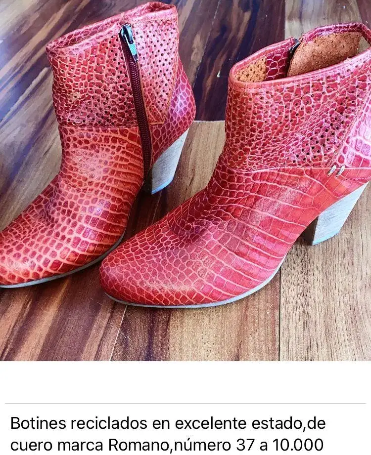 Botines de Cuero Burdeos con Flecos - 2