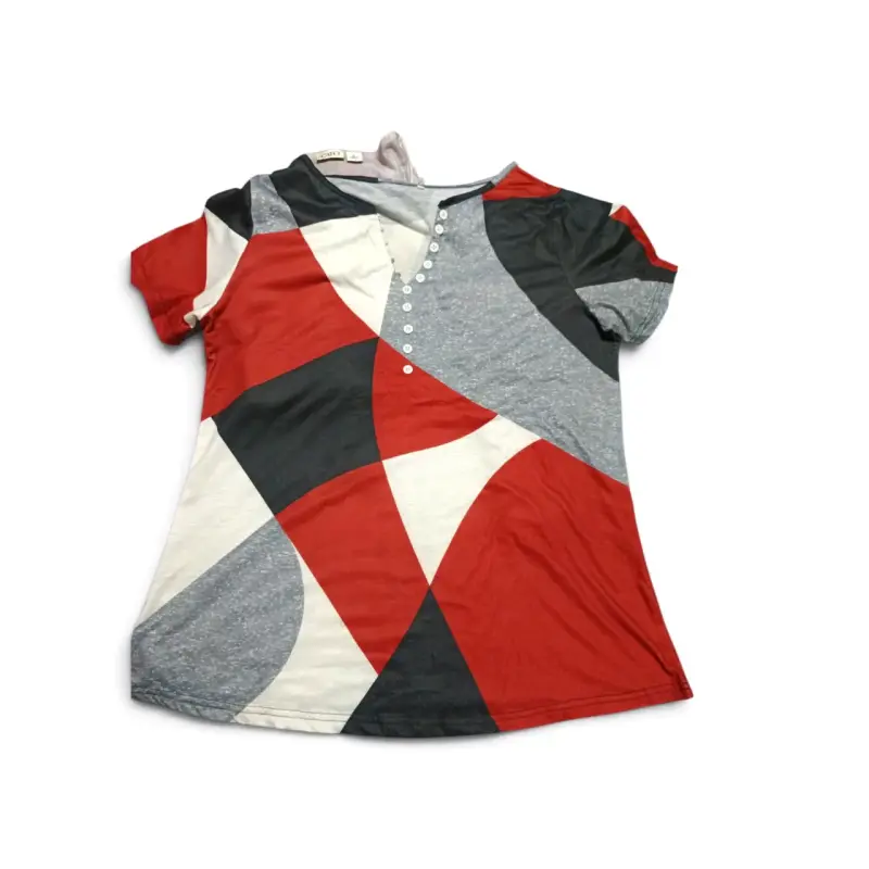 Polera estampada geométrica multicolor para mujer - 1