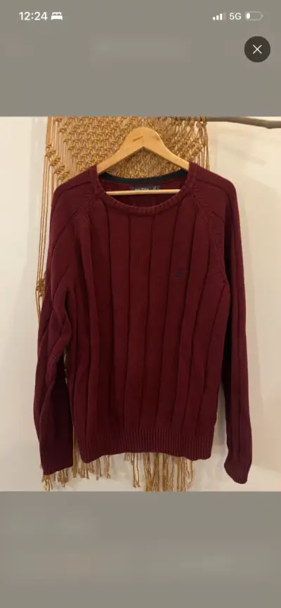 Suéter burdeos de lana Nautica para hombre - miniatura 1