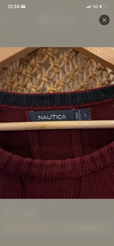 Suéter burdeos de lana Nautica para hombre - miniatura 3