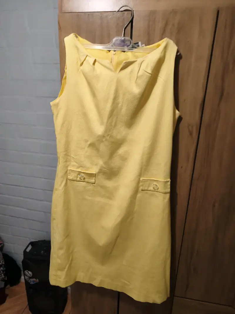 Vestido amarillo sin mangas Michel Bustos talla 44 - 4