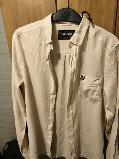Camisa Lyle & Scott beige de lino para hombre - miniatura 3