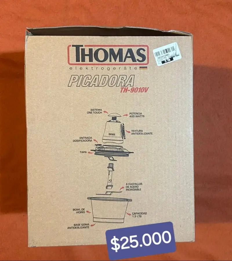 Picadora Thomas TH-9010V 400W con Bowl de Vidrio