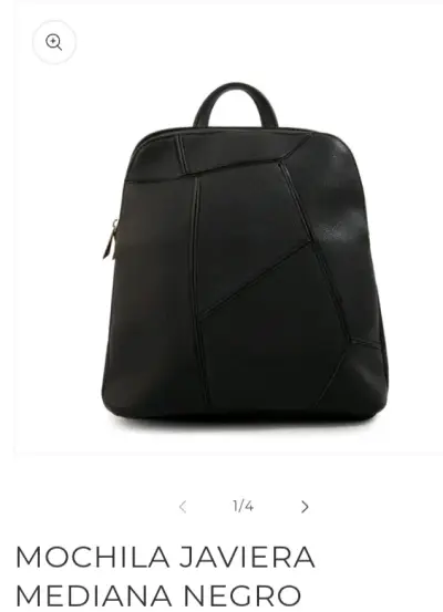 Mochila mediana negra de cuero sintético - miniatura 1
