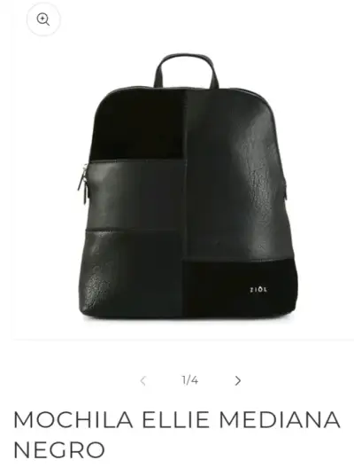 Mochila mediana negra de cuero sintético - miniatura 3