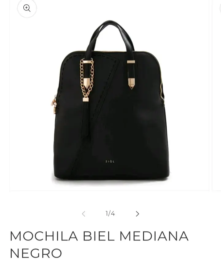 Mochila mediana negra de cuero sintético - 4