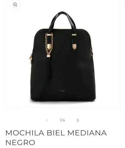 Mochila mediana negra de cuero sintético - miniatura 4