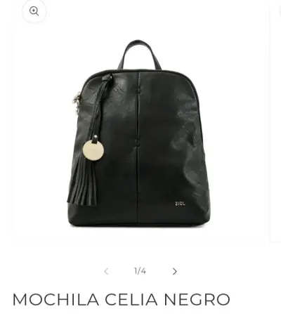 Mochila mediana negra de cuero sintético - miniatura 5