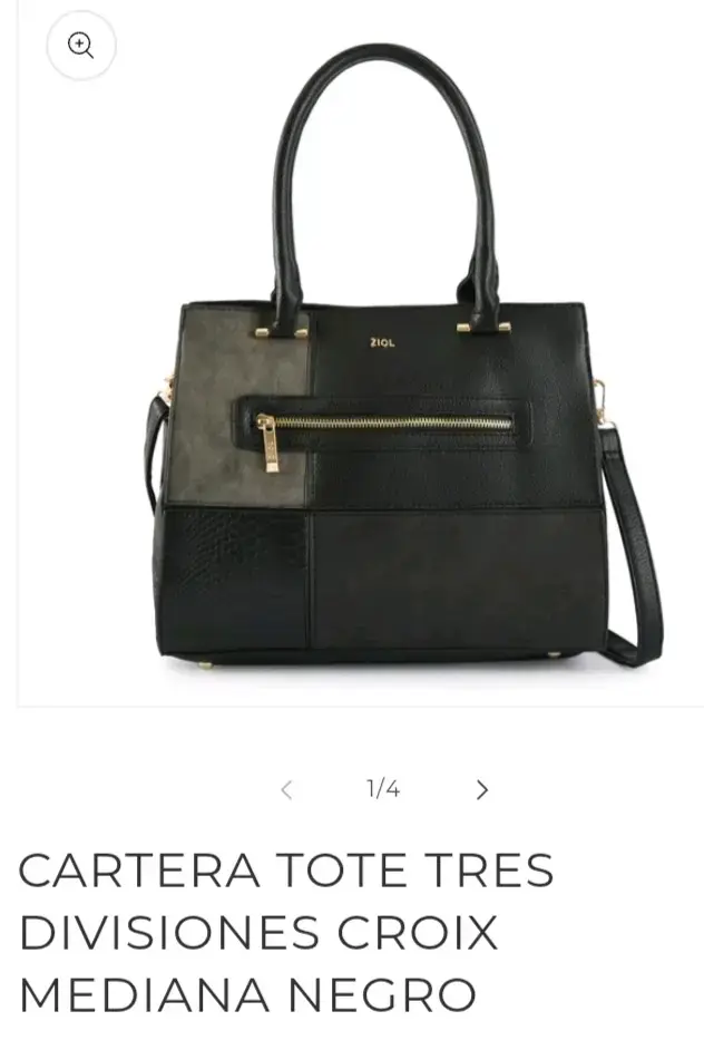 Cartera Tote Negra Mediana con Tres Divisiones - 3