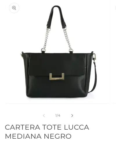 Cartera Tote Negra Mediana con Tres Divisiones - miniatura 4